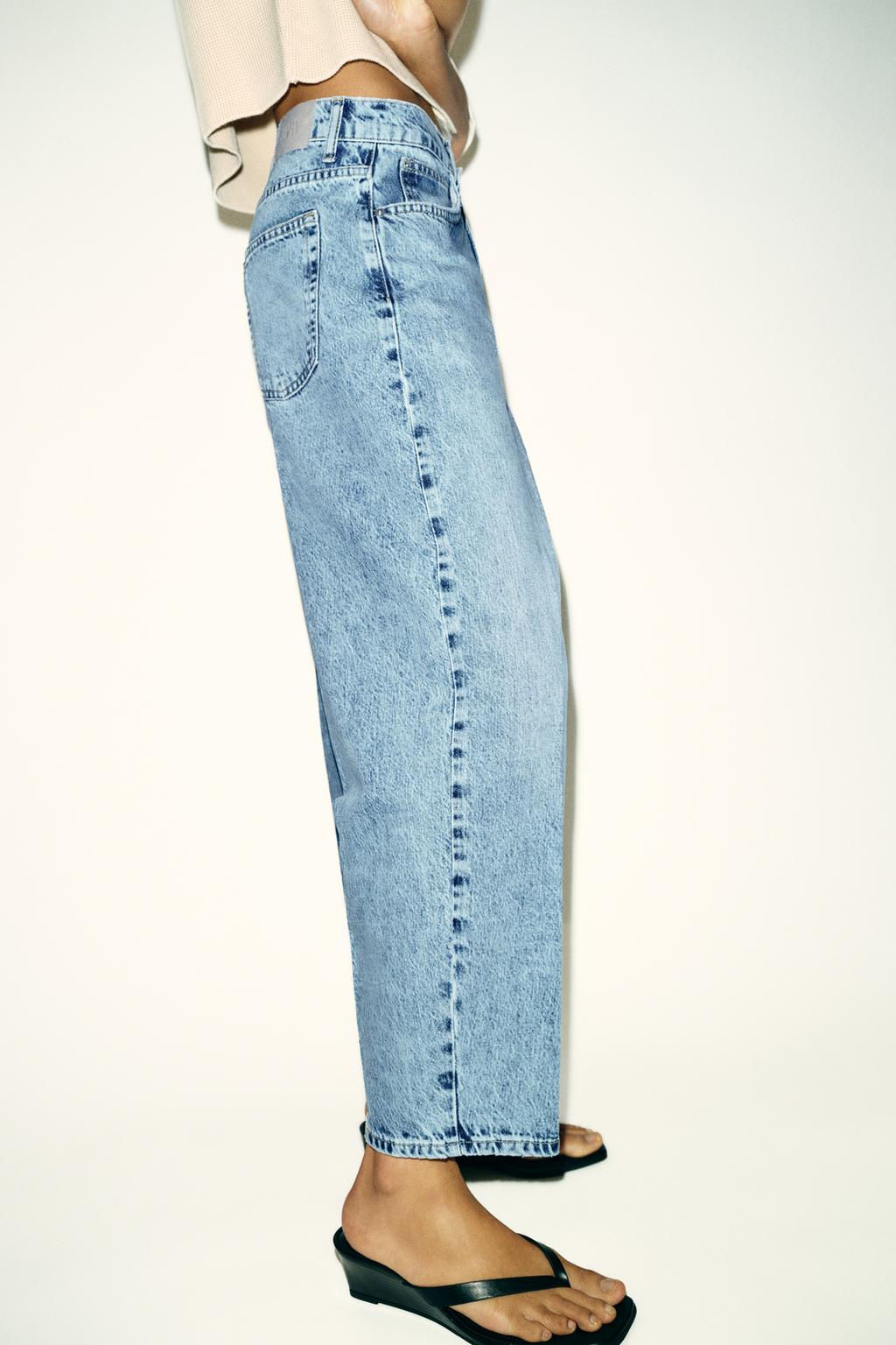 Z1975 MID-WAIST BARREL JEANS WITH PRESSED CREASE - Zara фото 4