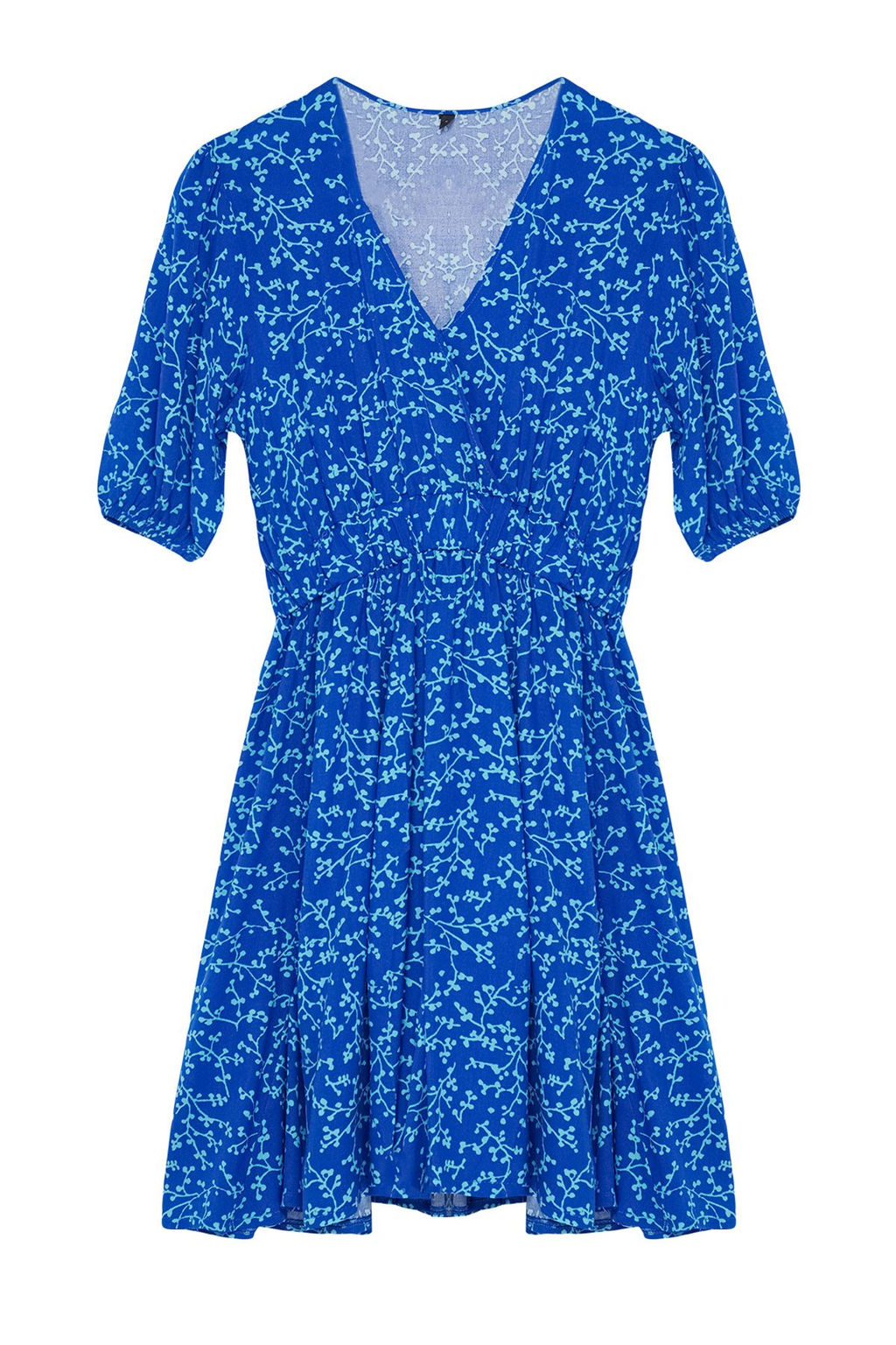 Pembe Cicekli Mini Skater Form Kruvaze Yaka Dokuma Elbise TWOSS24EL01074 - Trendyolmilla фото 13