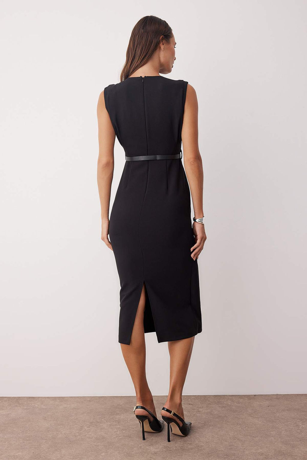 Bordo Kemer Detayl? Dokuma Midi Elbise TWOAW26EL00078 - Trendyolmilla фото 4