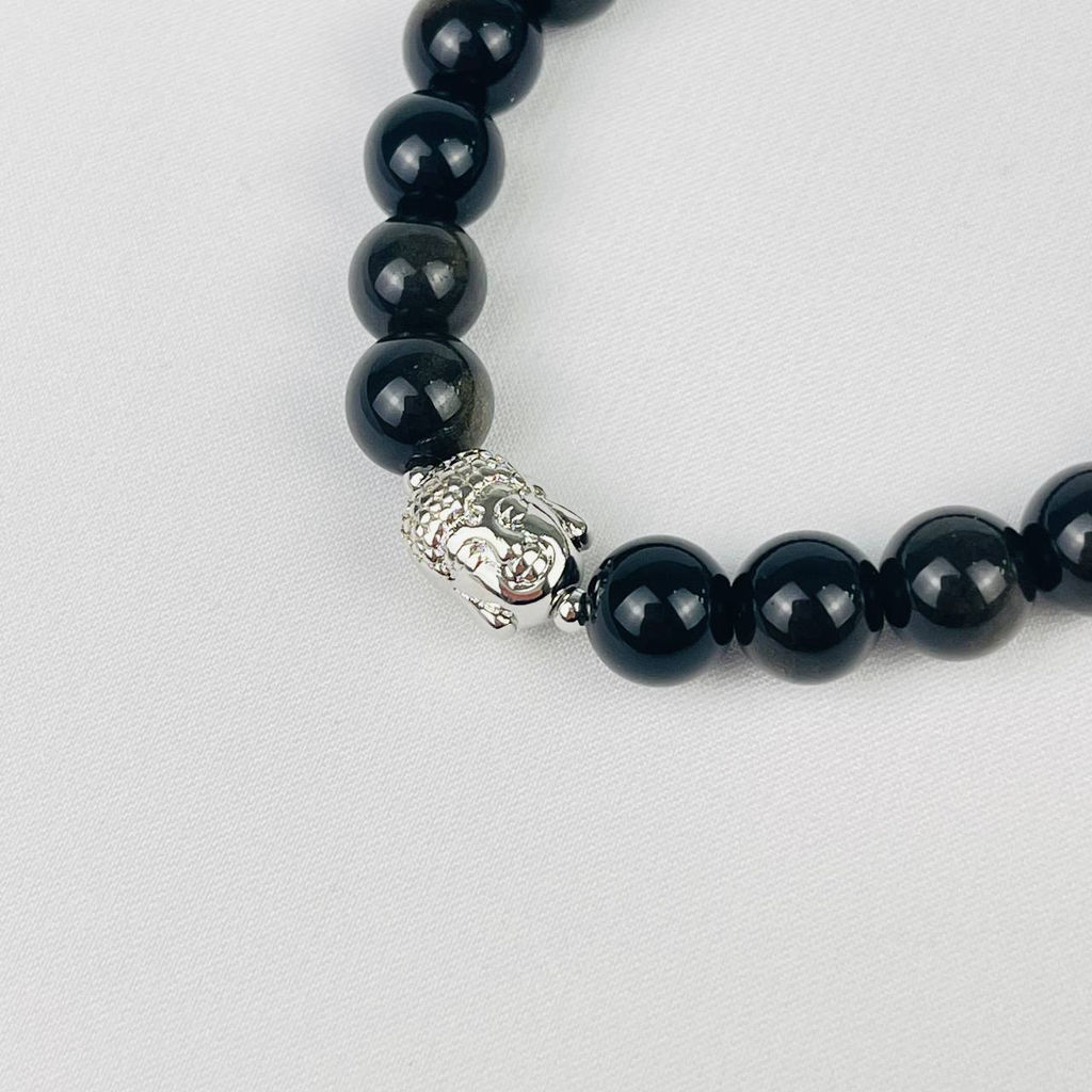 Браслет Будда из золотистого Обсидиана 19 см