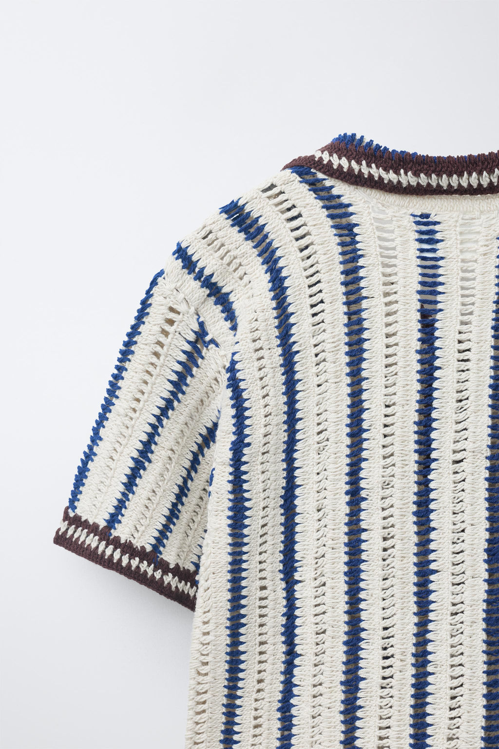 SOBRECAMISA PUNTO CROCHET RAYAS / Marino - Zara фото 6