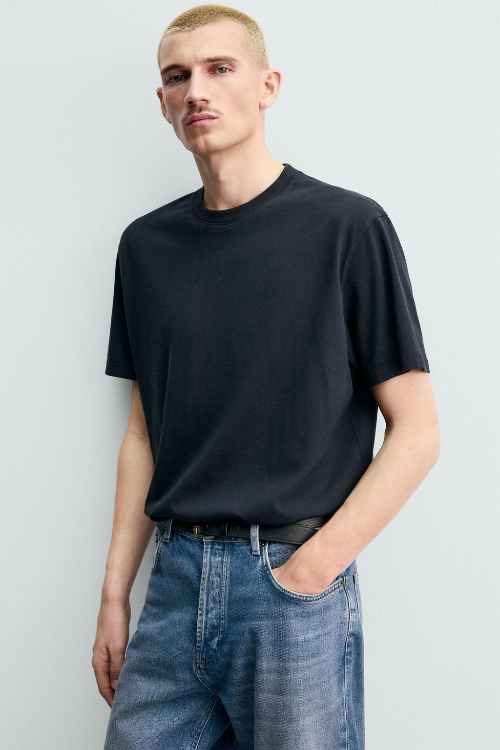 CAMISETA MEDIUM WEIGHT REGULAR FIT ORIGINS / Marino oscuro - Zara фото 6