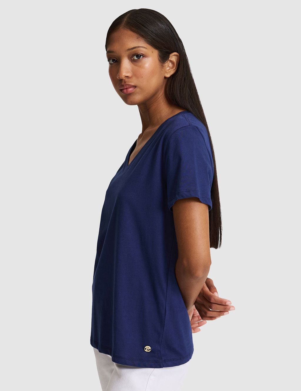 Lacivert Regular Fit V Yaka Basic Ti__rt