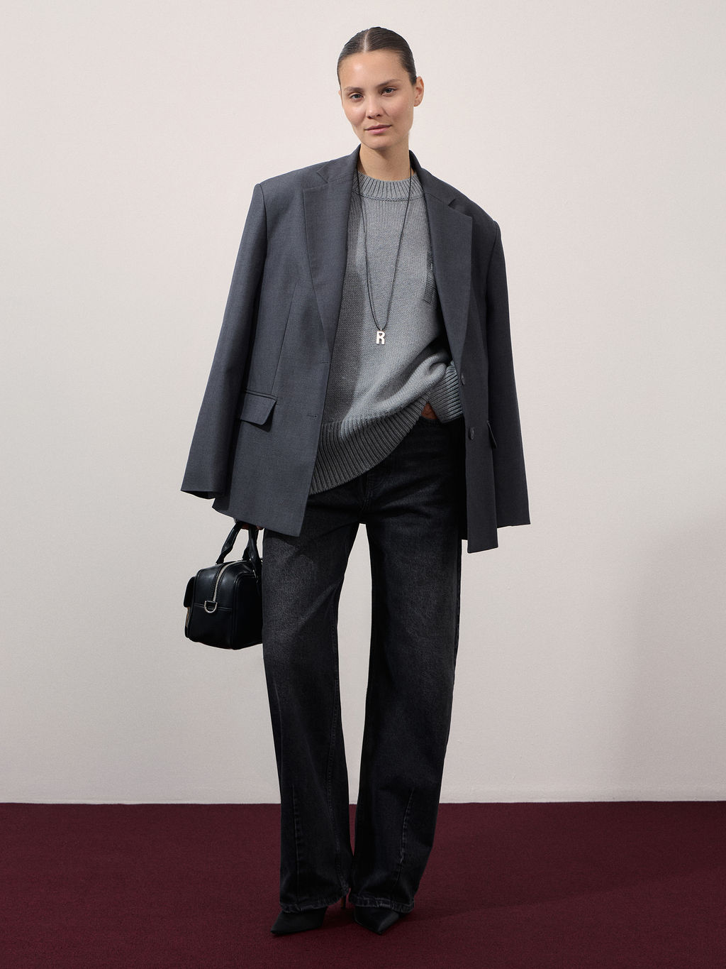 Оверсайз джемпер с шерстью в составе / Zarina  фото 3