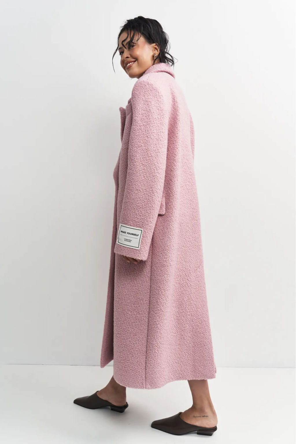 Пальто-макси из вареной шерсти Конфетно-розовый - Erist store фото 8