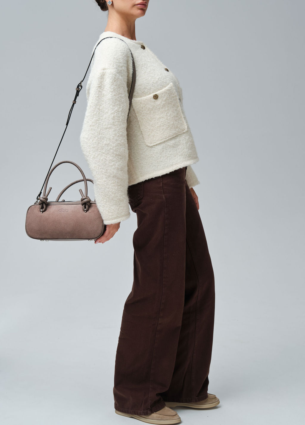 Замшевая сумка Curl DBR 31363 капучино  фото 10
