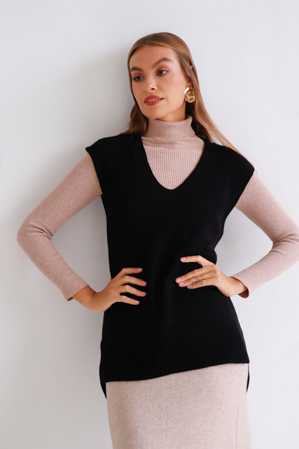 Martichelli Жилет с V-образным вырезом вязаный чёрный  фото 3