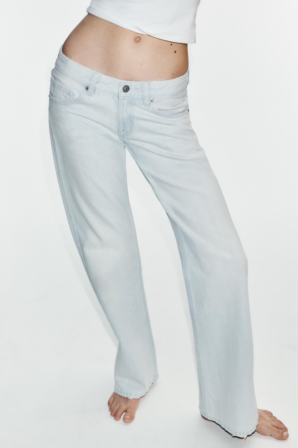 JEANS TRF WIDE LEG TIRO BAJO / Azul claro - Zara фото 2
