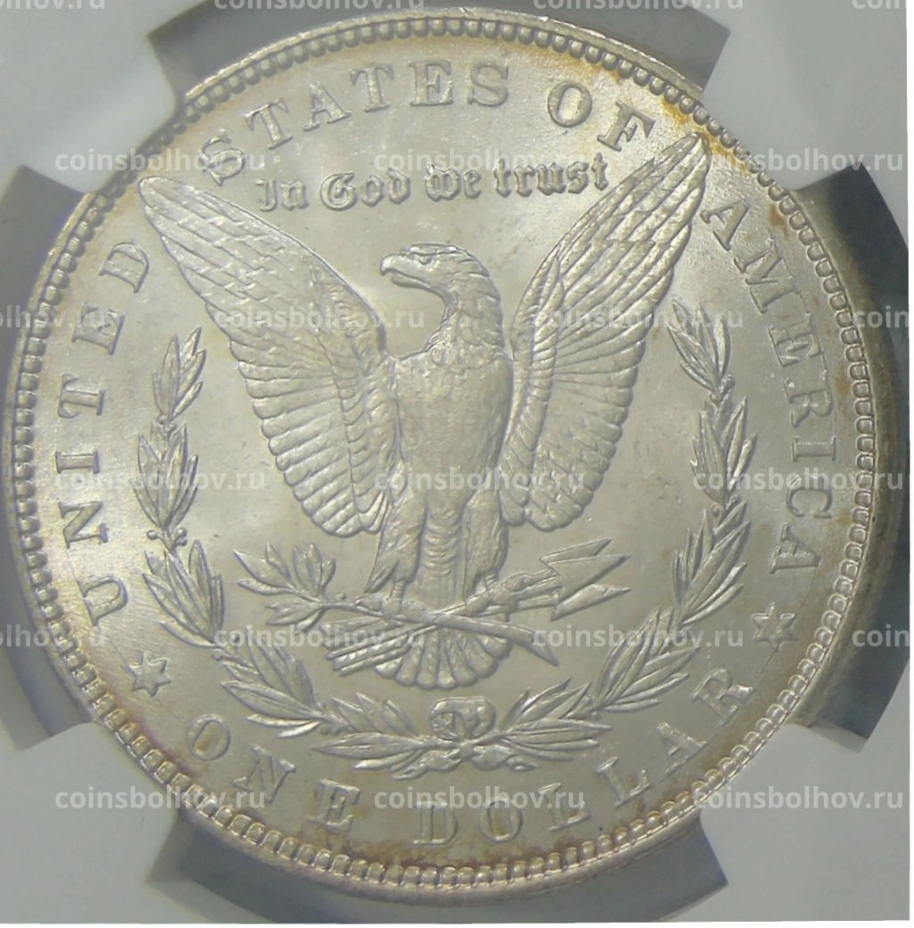 1 доллар 1887 года США Доллар Моргана (в слабе NGC MS 63)