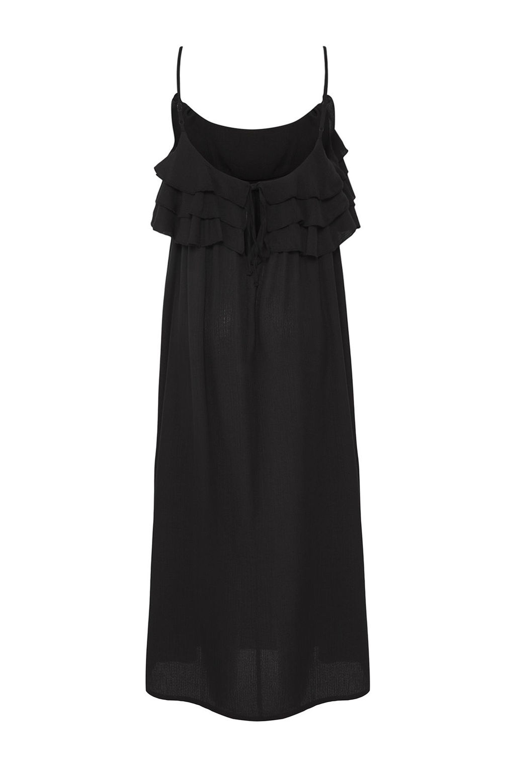 Trendyolmilla Siyah Dokuma Midi Volanl? Plaj Elbisesi TBESS25EL00132 фото 7