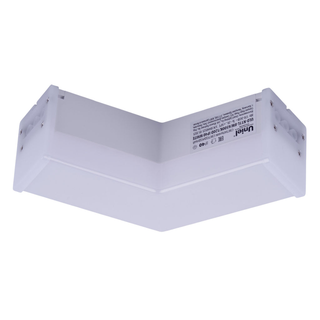 ULO-N11L-8W/6500K/120D IP40 WHITE Светильник светодиодный L-образный. Угол 120 градусов. Белый свет (6500K). 800Лм. Алюминий. Цвет белый. TM Uniel