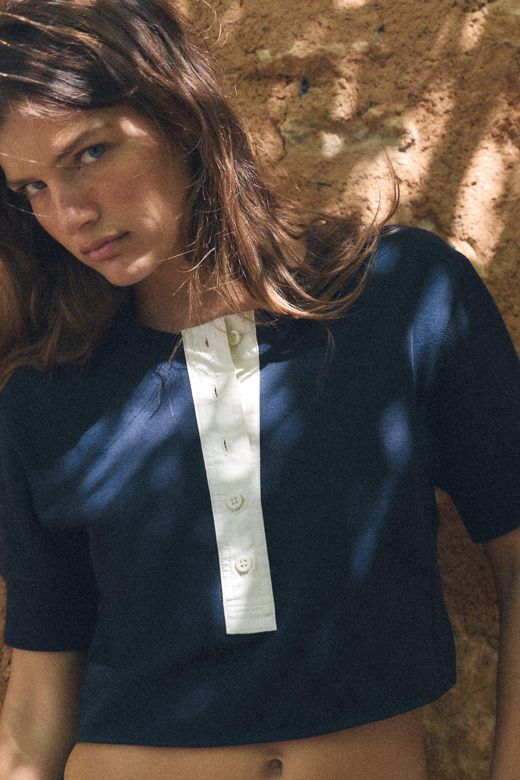 SUDADERA CROP CUELLO PANADERO / Azul / Blanco - Zara фото 3
