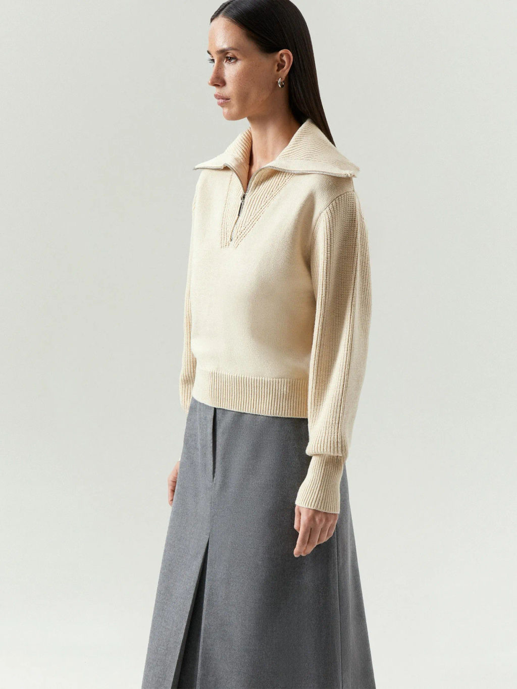 Укороченный джемпер на молнии с воротником апаш - Emka фото 2