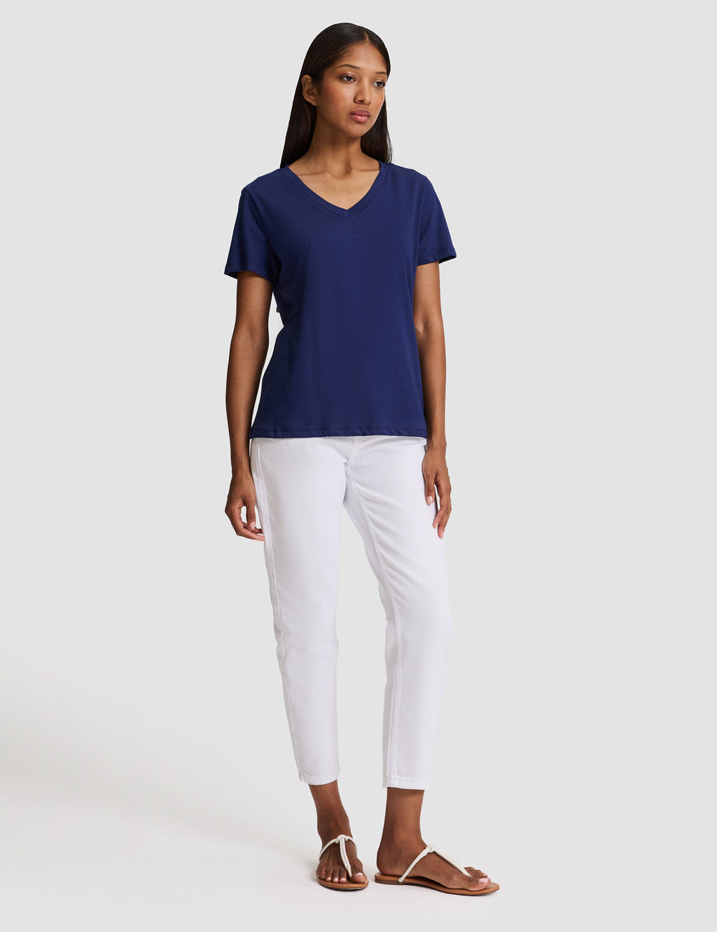 Lacivert Regular Fit V Yaka Basic Ti__rt