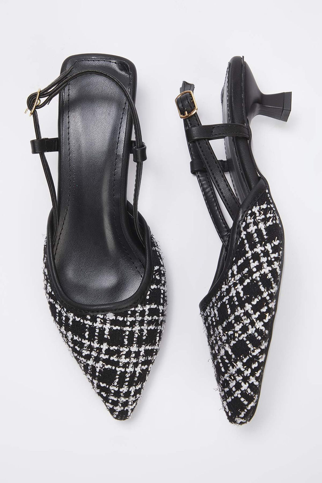 Siyah Tuvit Arkas? Ac?k Kad?n Kitten Topuklu Ayakkab? TAKAW25TO00039