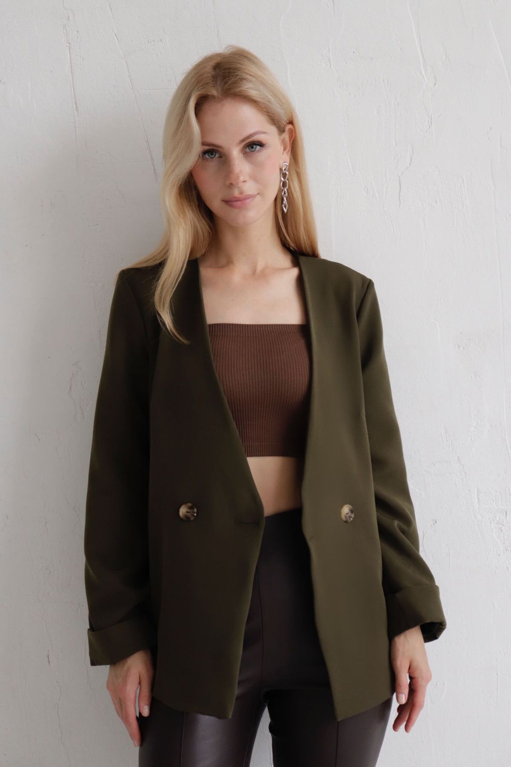 Двубортный жакет без лацканов - Martichelli фото 14