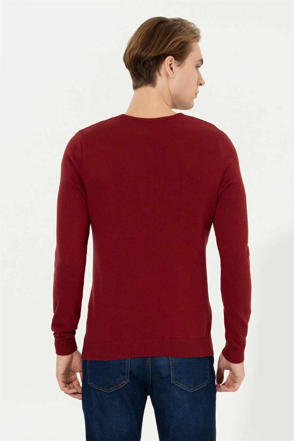 Мужской вязаный свитер вишневого цвета - U.s. polo assn фото 12