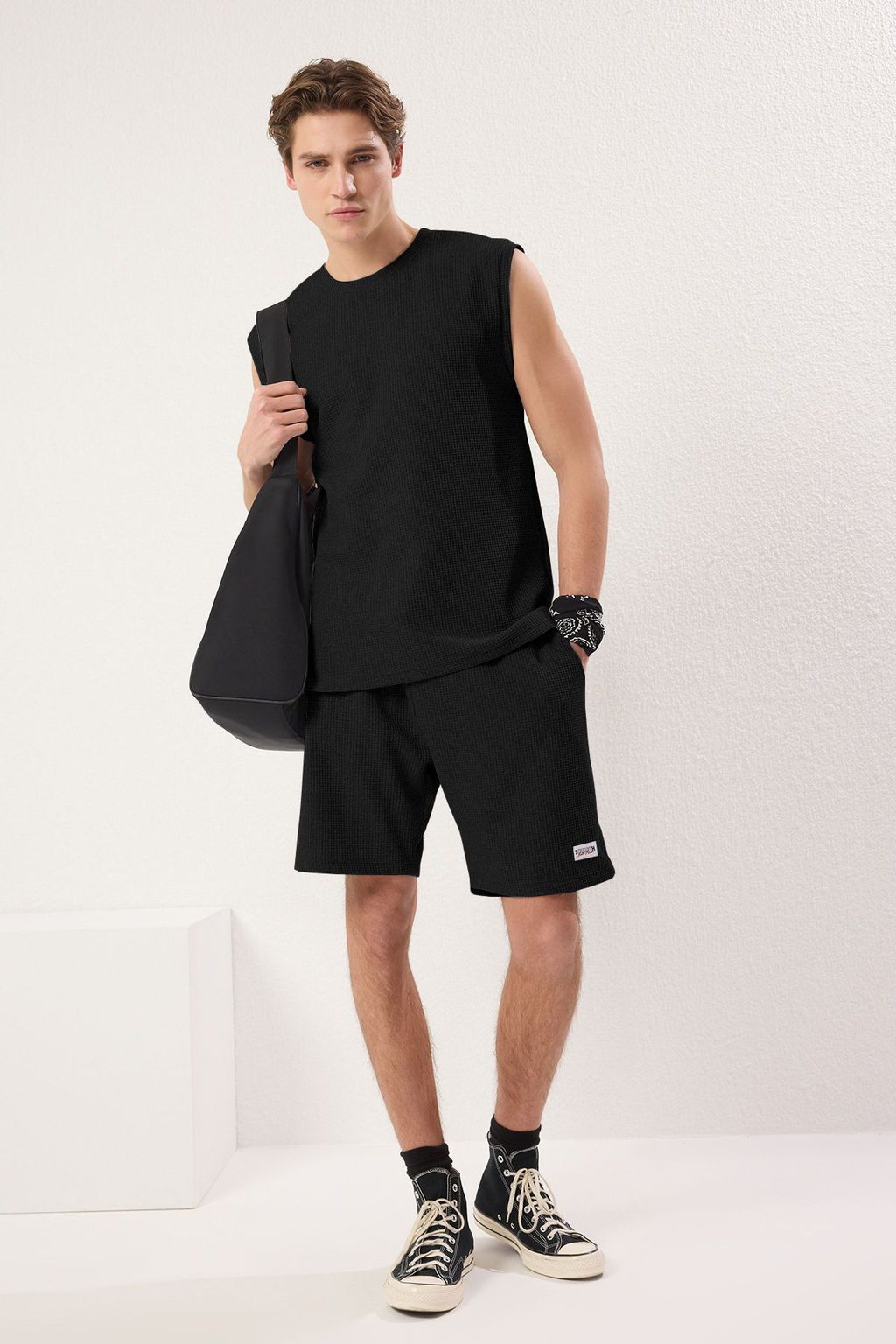 TRENDYOL MAN Gri Regular Fit Etiket Detayl? Atlet Sortlu Orme Pijama Tak?m? TMNSS25PT00028 - Trendyolmilla фото 11