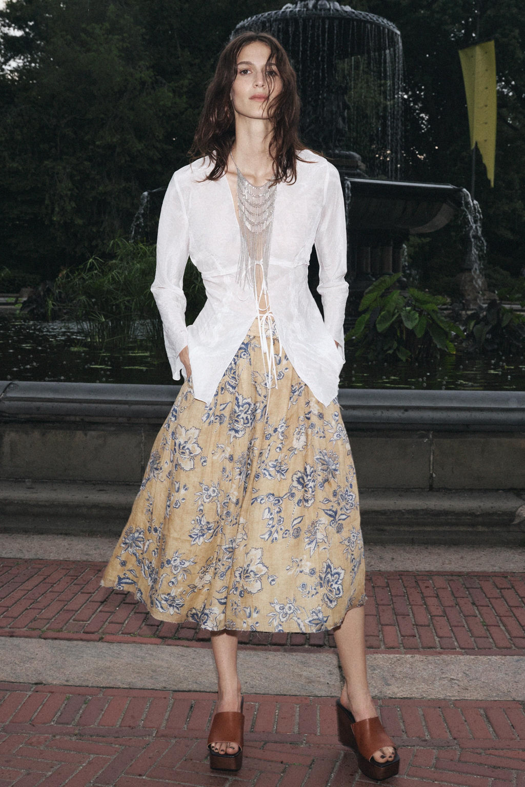ZW COLLECTION RAMIE FLORAL PRINT SKIRT - Zara фото 11