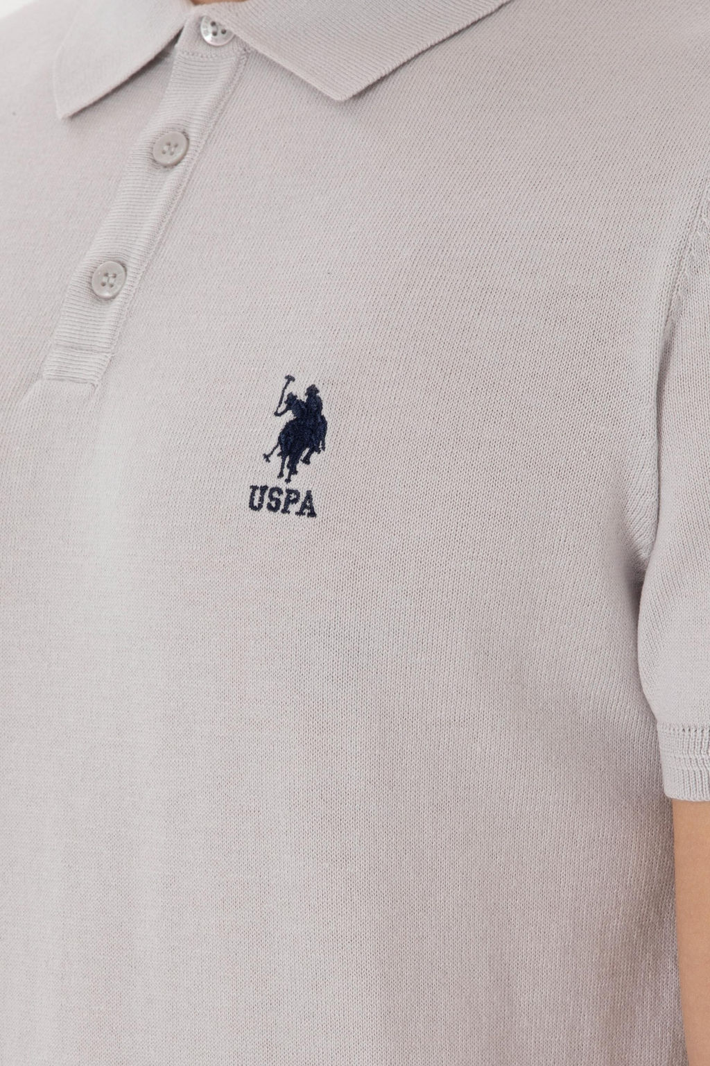 Erkek Slim Fit Polo Yaka A__k Gri Ti__rt - U.s. polo assn фото 7