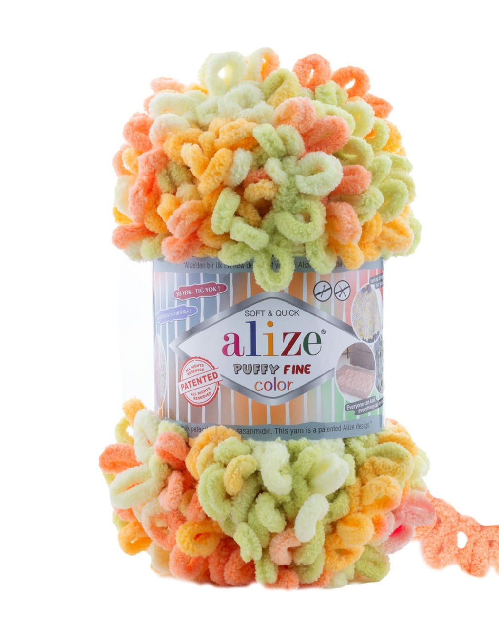 Пуффи файн колор (Puffi fine color) пряжа Alize 100%микрополиэстер 5х100г/14.5 м