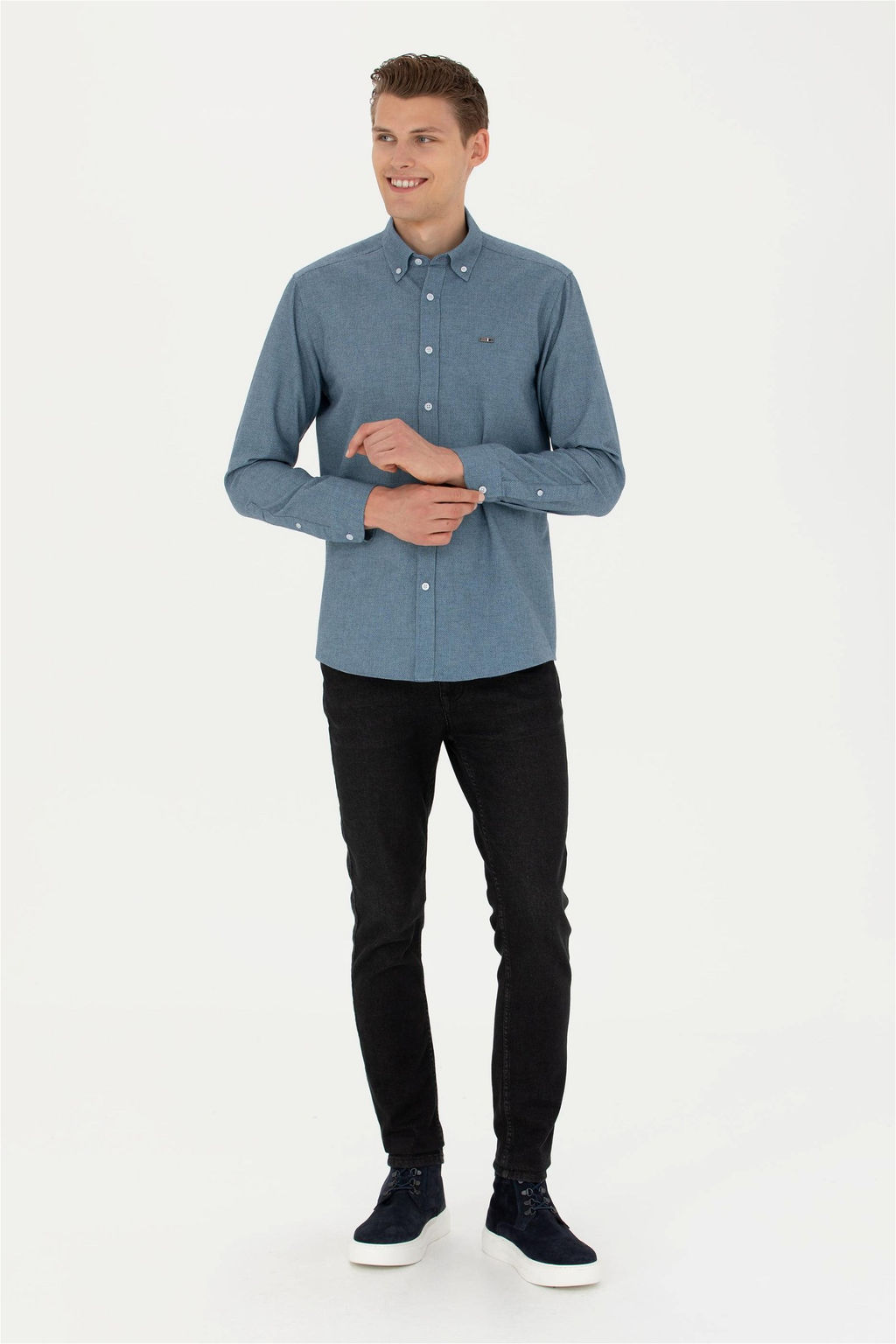 Мужская голубая рубашка с длинным рукавом - U.s. polo assn фото 2