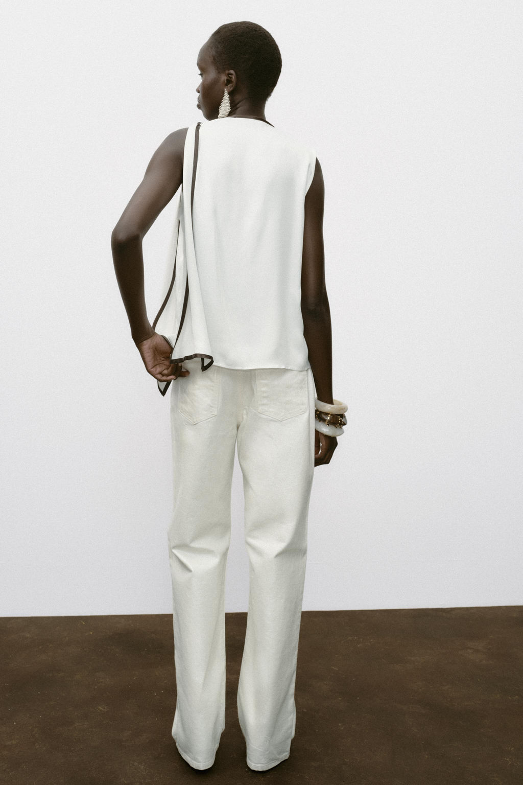 SATIN TOP WITH BOW AND CONTRASTING TRIMS - Zara фото 13