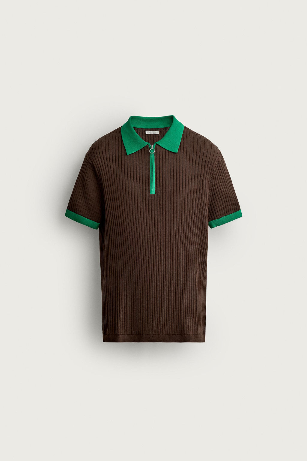 POLO PUNTO COLOR BLOCK CREMALLERA / Marr?n - Zara фото 7
