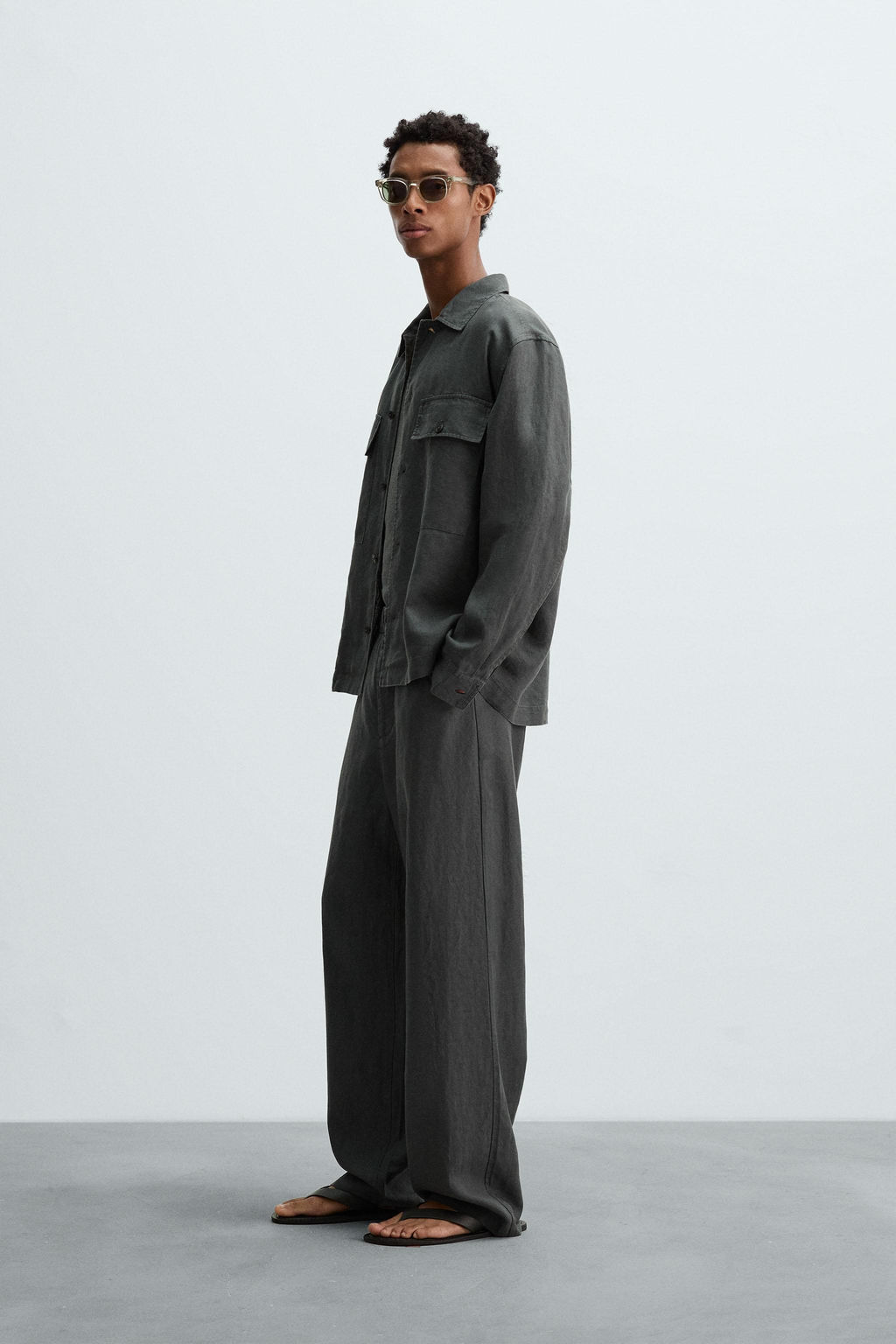100% HEMP RELAXED FIT TROUSERS - Zara фото 4