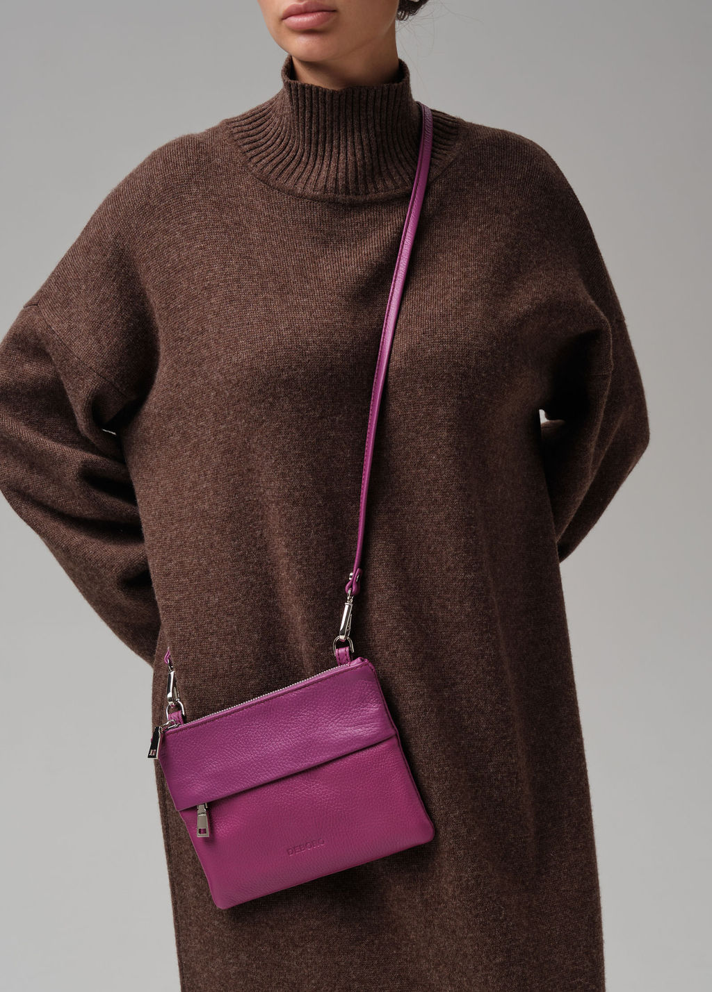 Кожаная сумка Deboro 3017 фиолетовый флокс