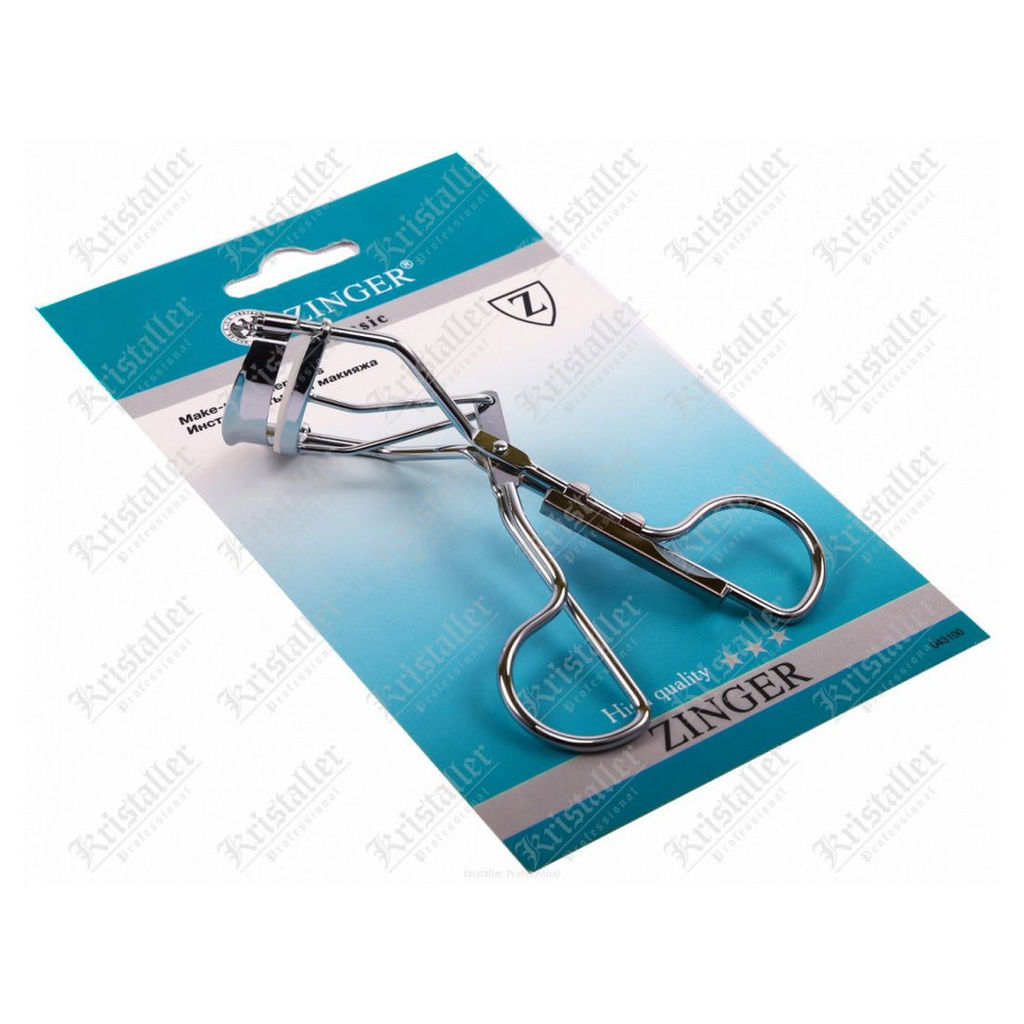 Zinger Зажим для ресниц металлический с резиновыми ручками / Classic EYE-111, серебристый  фото 3