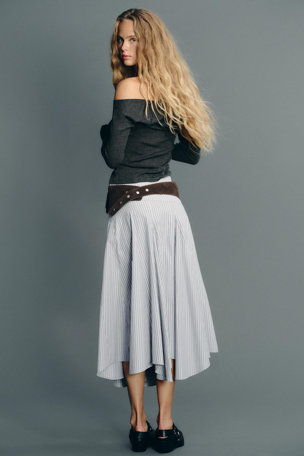 STRIPED MIDI SKIRT - Zara фото 11