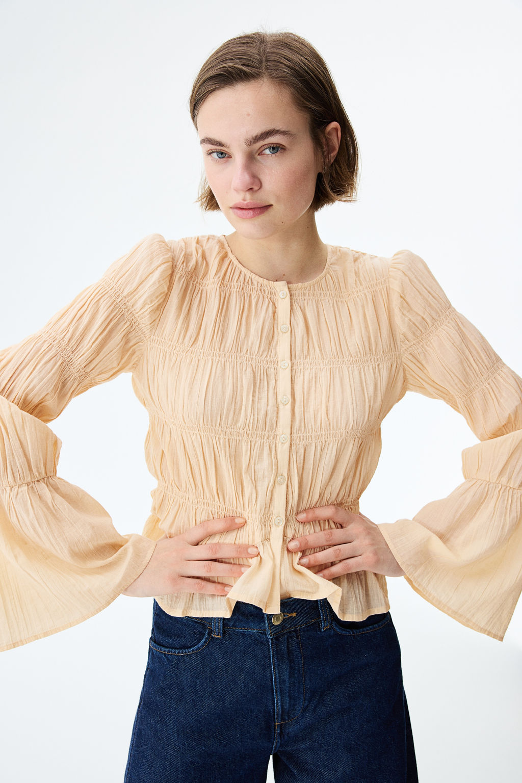 Blusa fruncida de algod?n - H&m фото 5