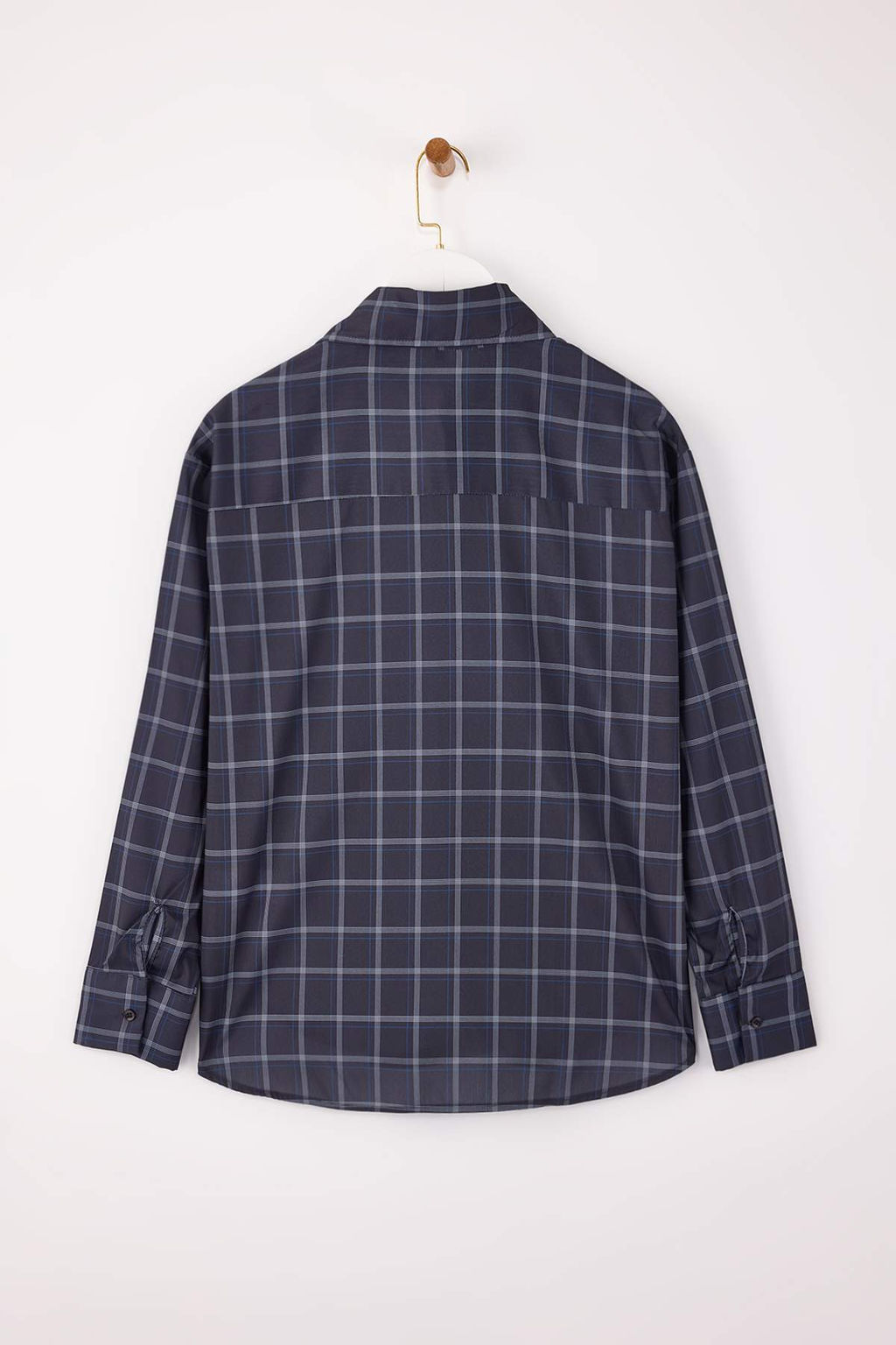 Cok Renkli-Kahverengi Ekose Fular Detayl? Oversize/Genis Kal?p Gomlek TWOSS26GO00009 - Trendyolmilla фото 4