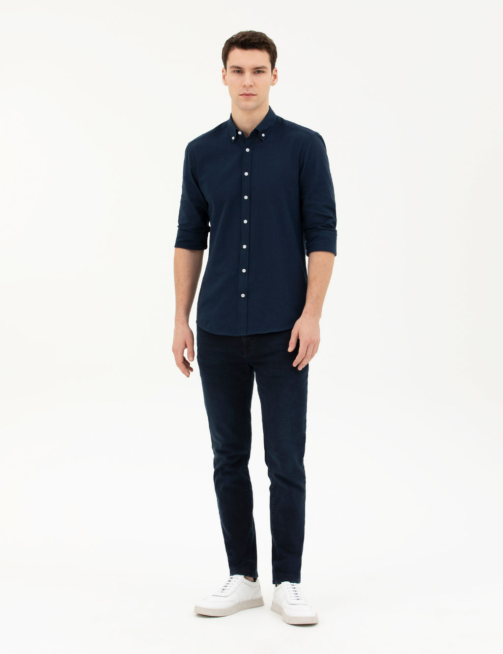 Lacivert Slim Fit Uzun Kollu G_mlek