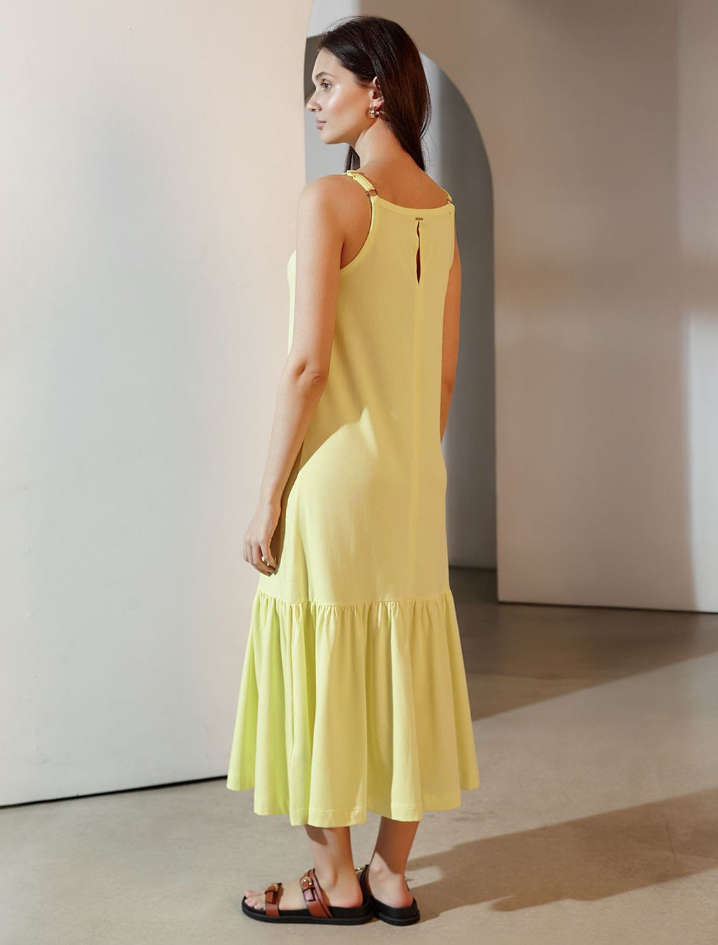 Летнее платье миди из гладкого эластичного хлопка - Vilatte фото 3