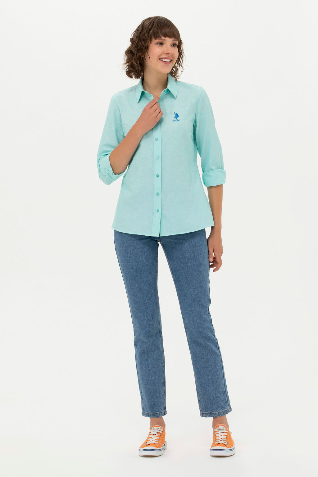 U. S. Polo Assn Женская мятная базовая рубашка с длинным рукавом - U.s. polo assn фото 4