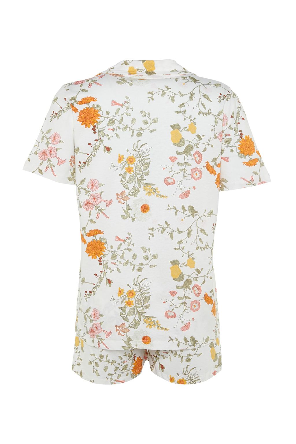 Cok Renkli %100 Pamuklu Cicek Desenli Sortlu Orme Pijama Tak?m? THMSS23PT00020