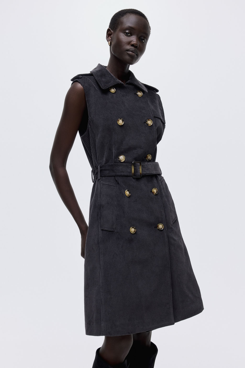 Sleeveless corduroy trench coat - H&m фото 2