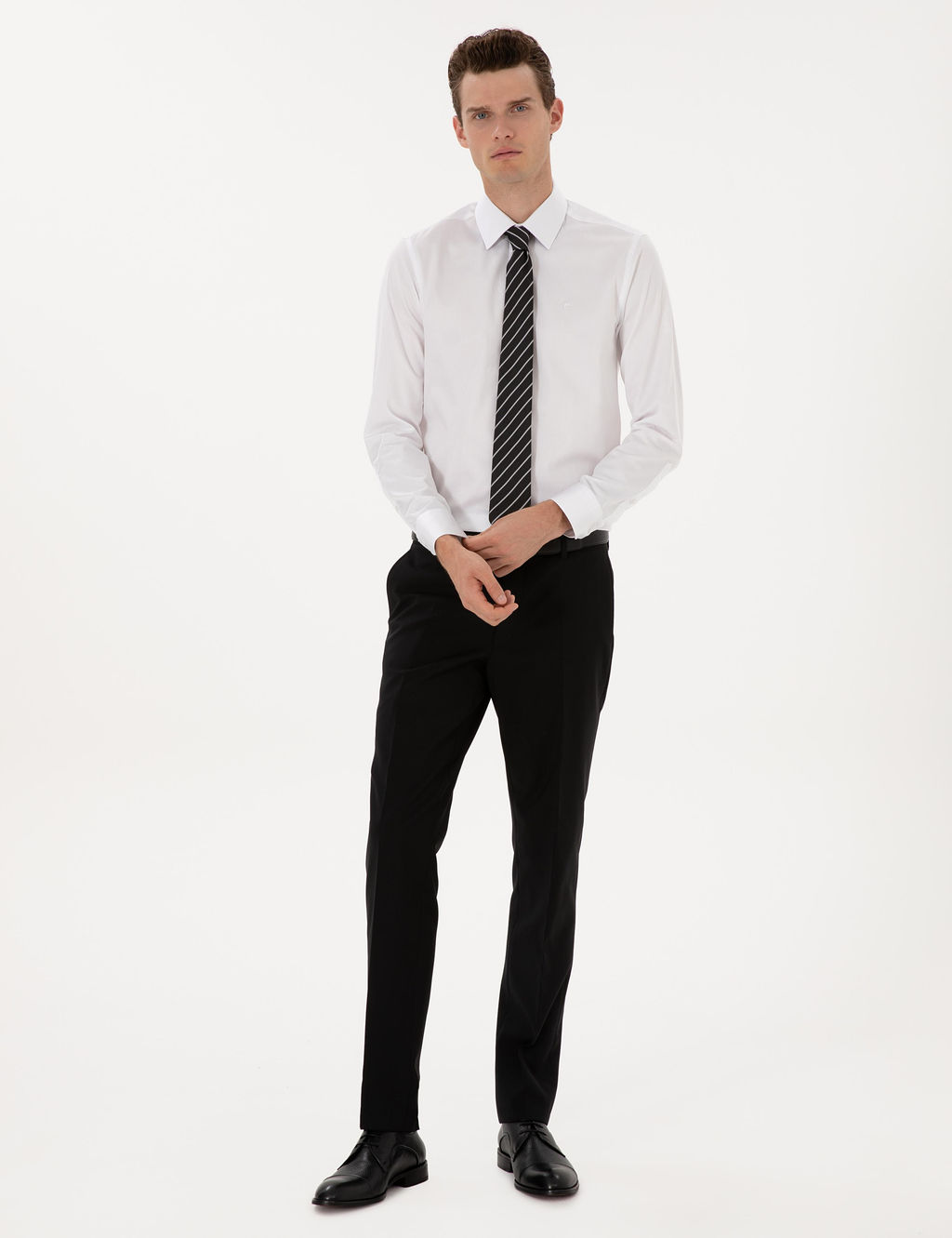 Beyaz Slim Fit Uzun Kollu Basic G_mlek