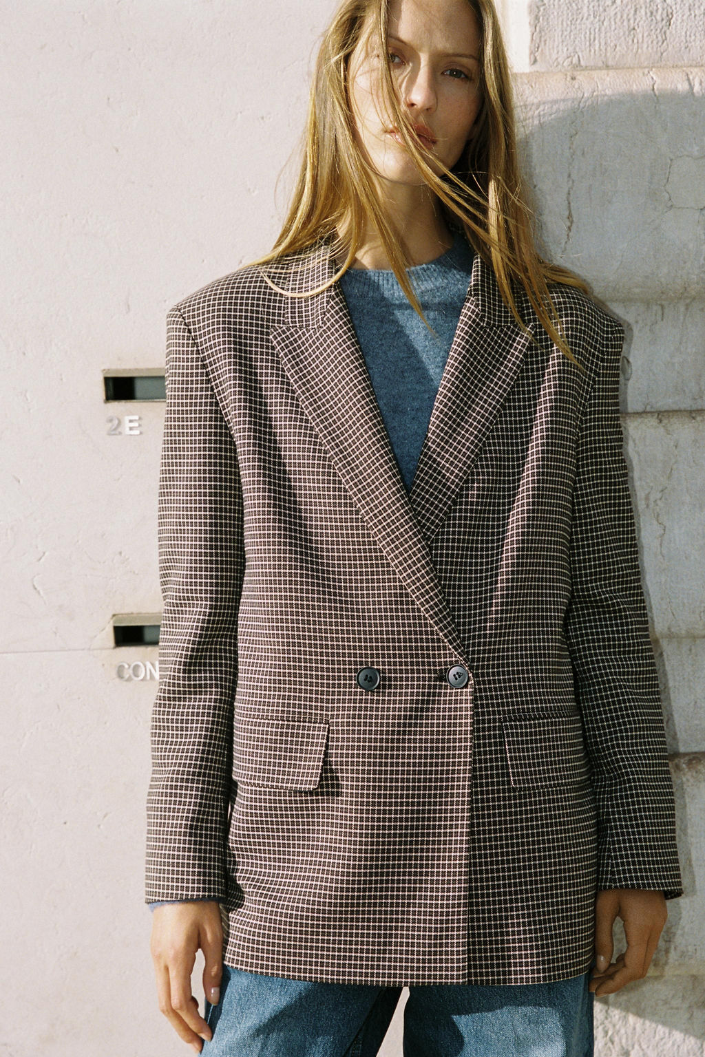 OVERSIZE DOUBLE-BREASTED CHECK BLAZER - Zara фото 10