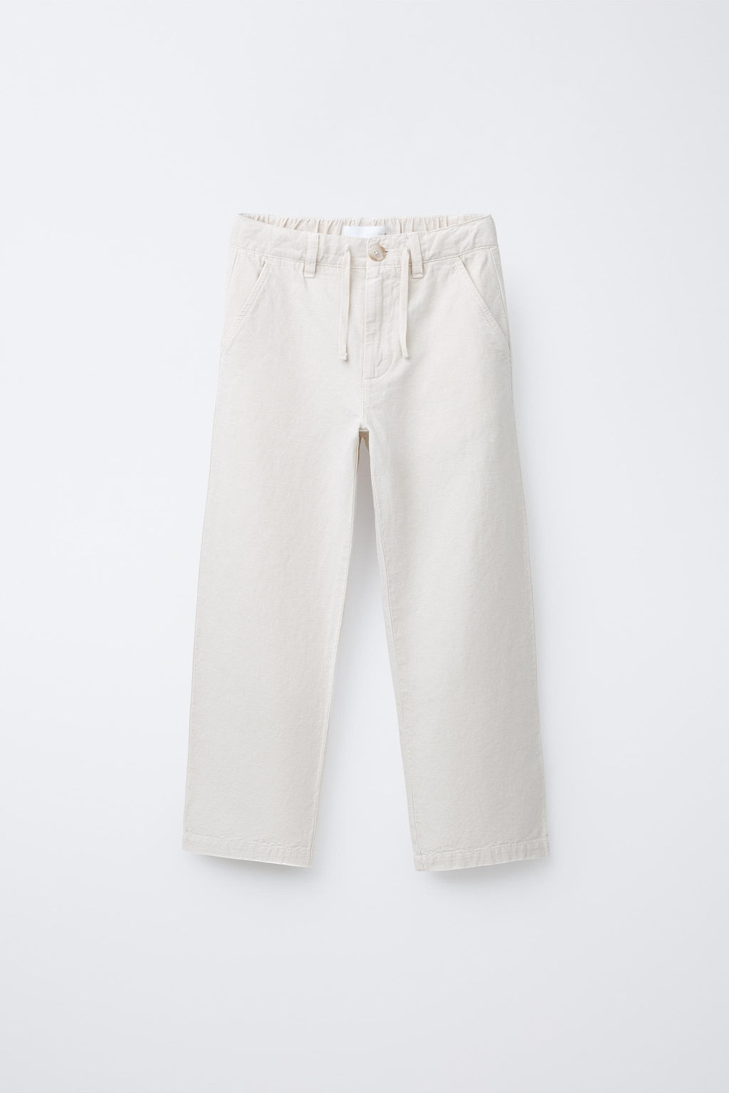 COTTON AND LINEN STRAIGHT-LEG TROUSERS