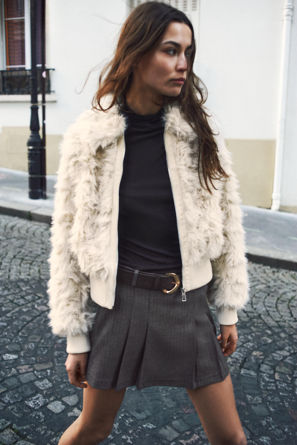 FALDA PANTAL?N TABLAS CINTUR?N / Marr?n - Zara фото 3