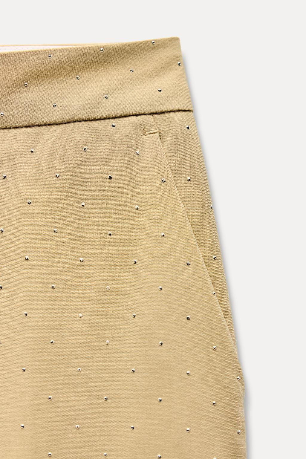 RHINESTONE CROPPED TROUSERS - Zara фото 5