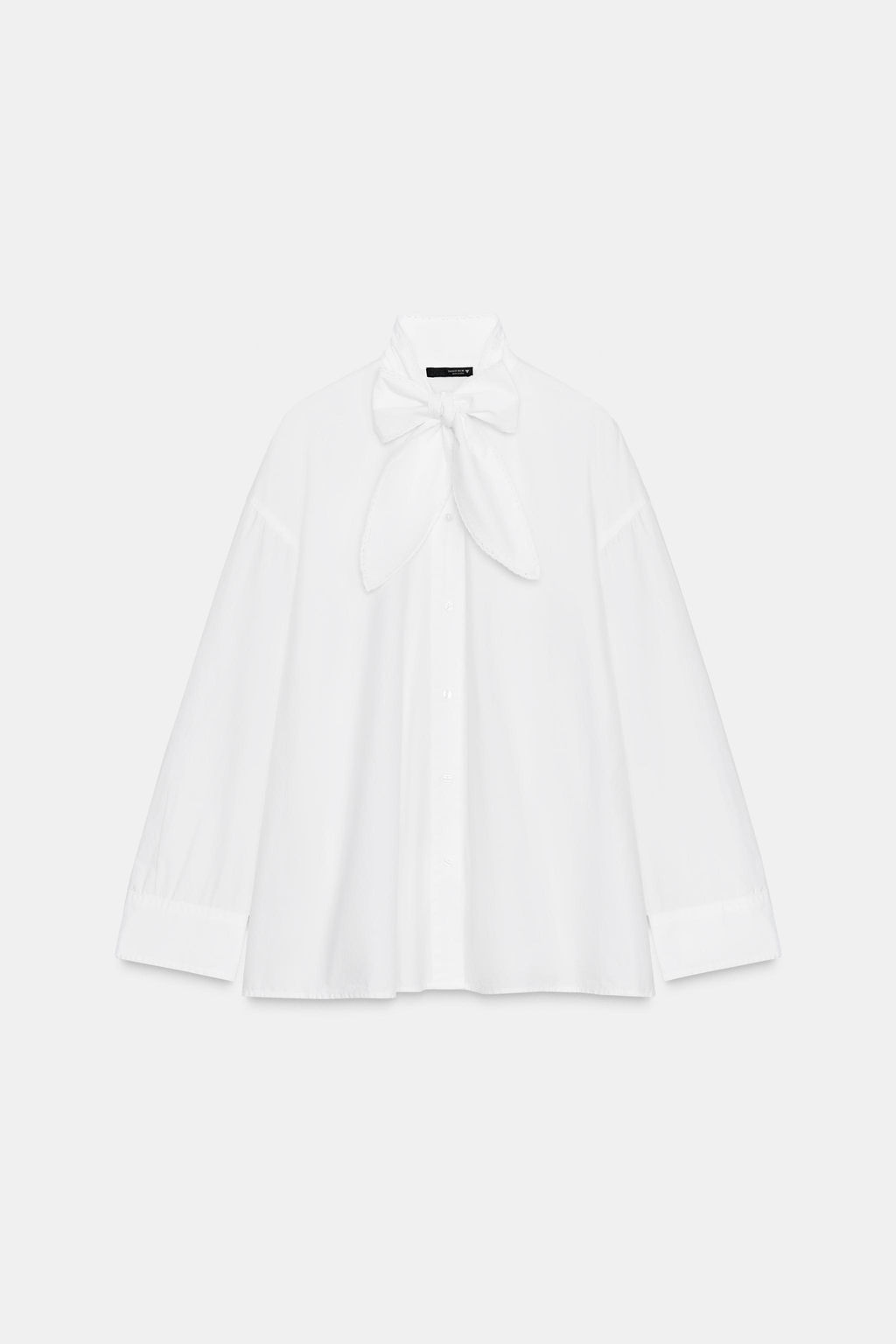 OVERSIZE POPLIN SHIRT WITH LACE-TRIMMED TIE