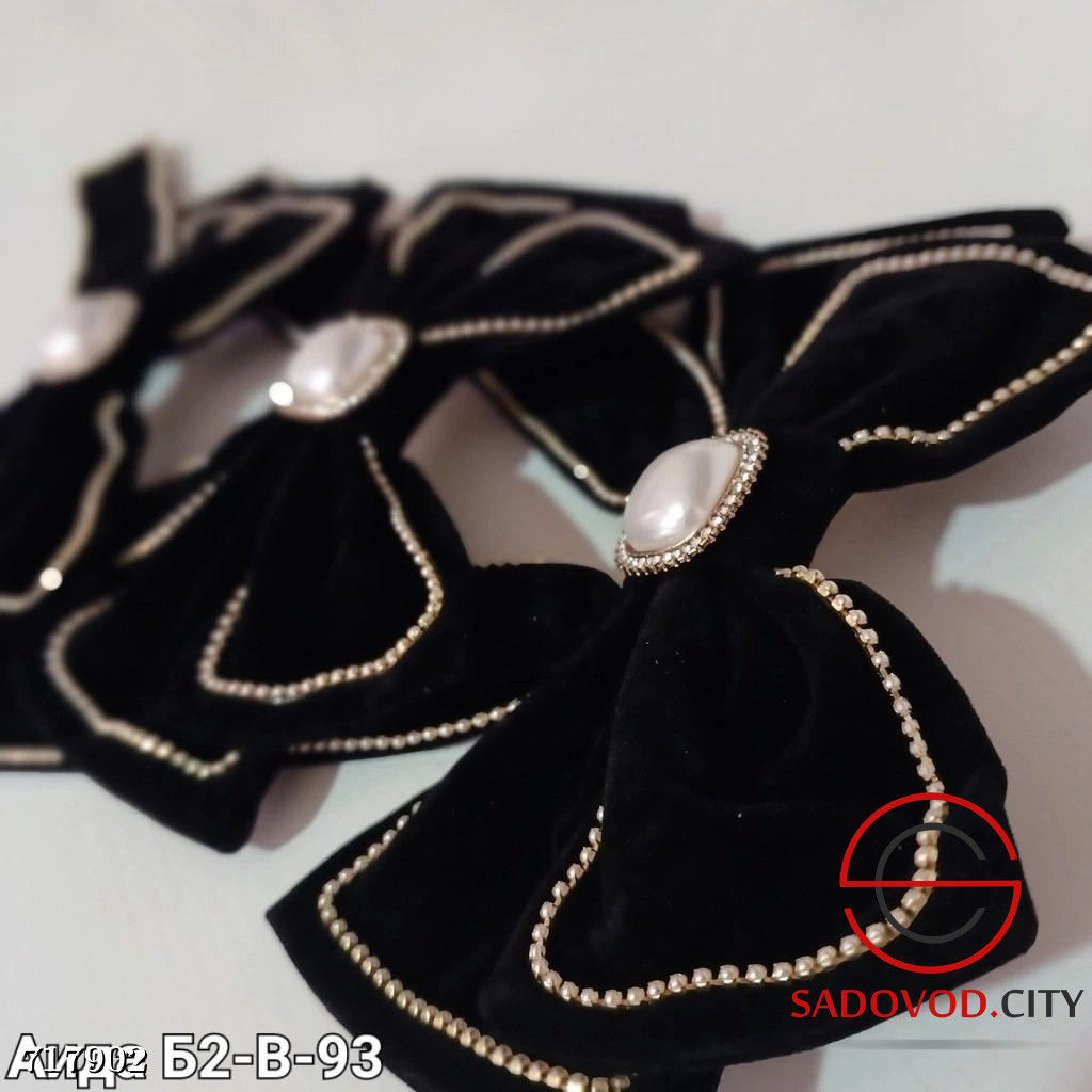 Бархатная заколка с бантом и с жемчугом - Bruno фото 4