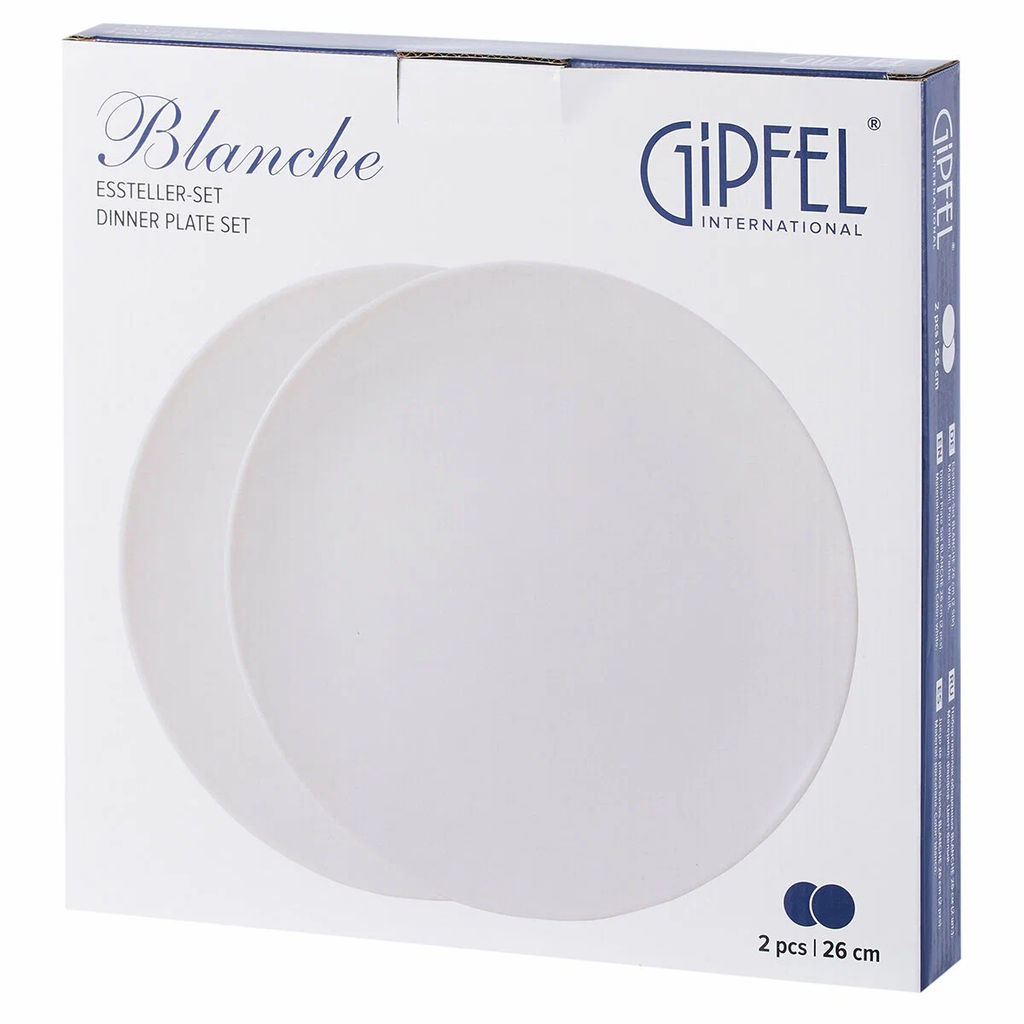 52538 GIPFEL Набор тарелок обеденных BLANCHE 26 см (2 шт.). Материал: фарфор. Цвет: белый. - Werner фото 4