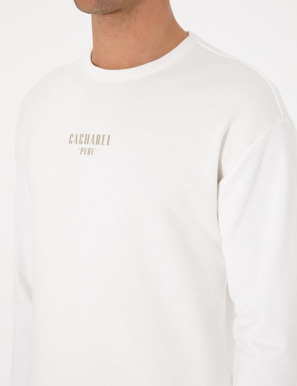 Ekru Comfort Fit Bisiklet Yaka Sweatshirt - Cacharel фото 7