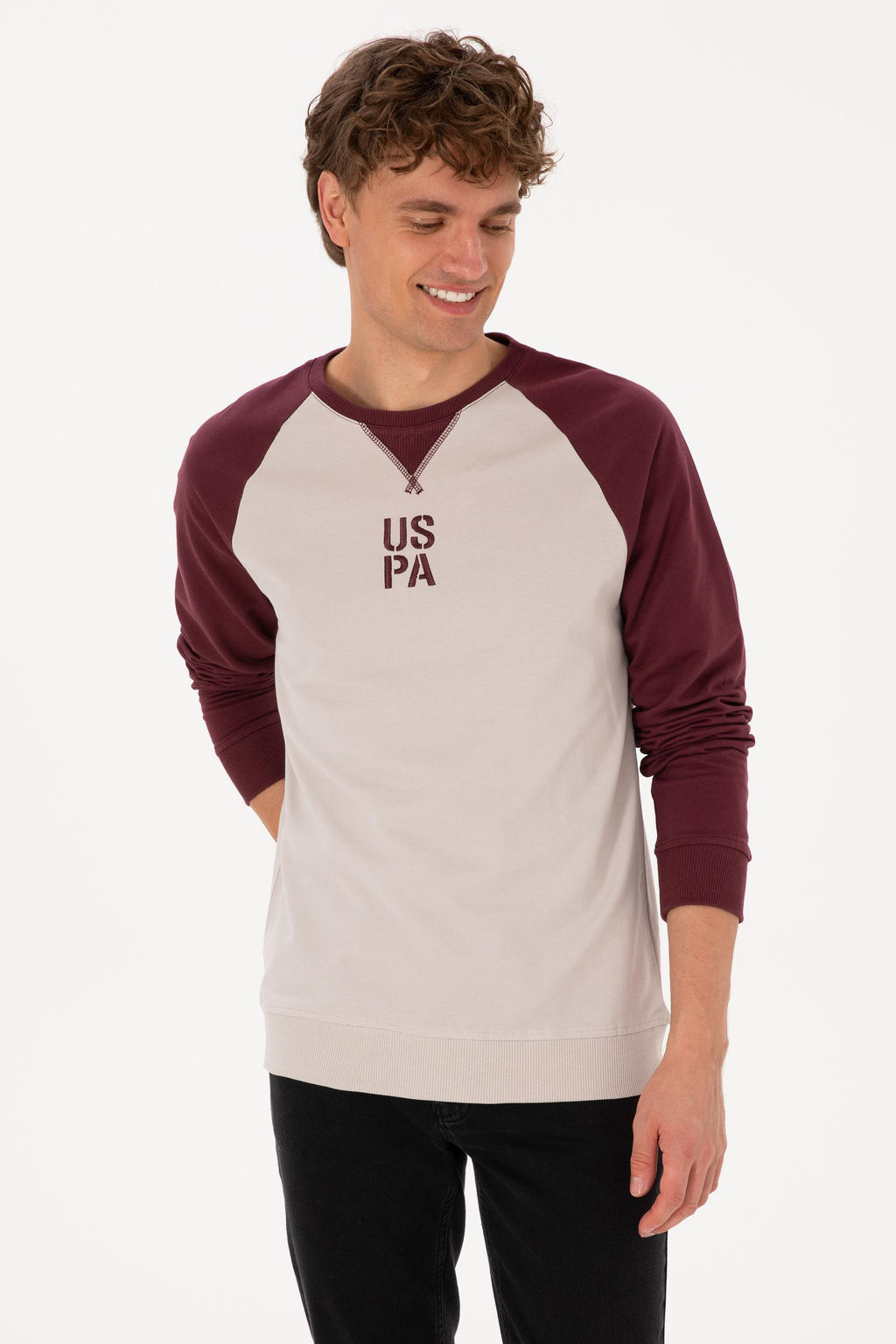 Erkek Bisiklet Yaka Regular Fit Bordo Sweatshirt - U.s. polo assn фото 3