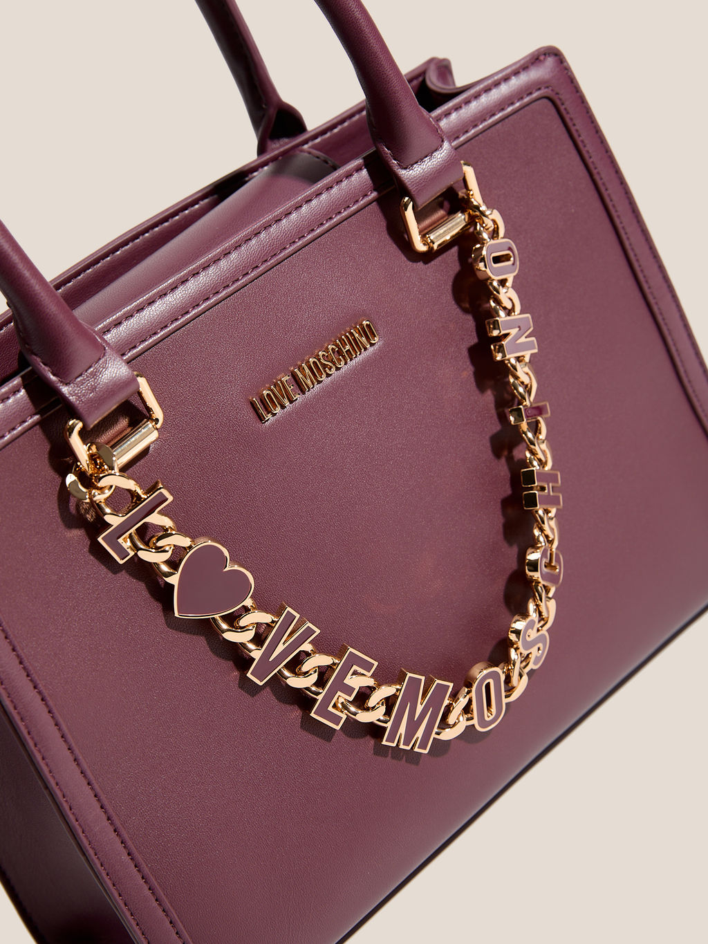 Женский тоут LOVE MOSCHINO DANGLING Артикул 4561262, фиолетово-бордовый  фото 2